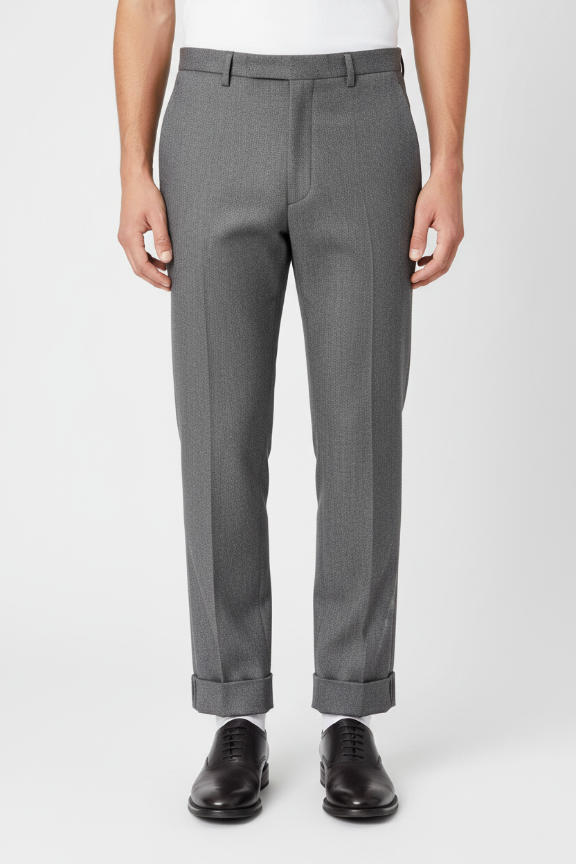 Gray Wool Casual Pants