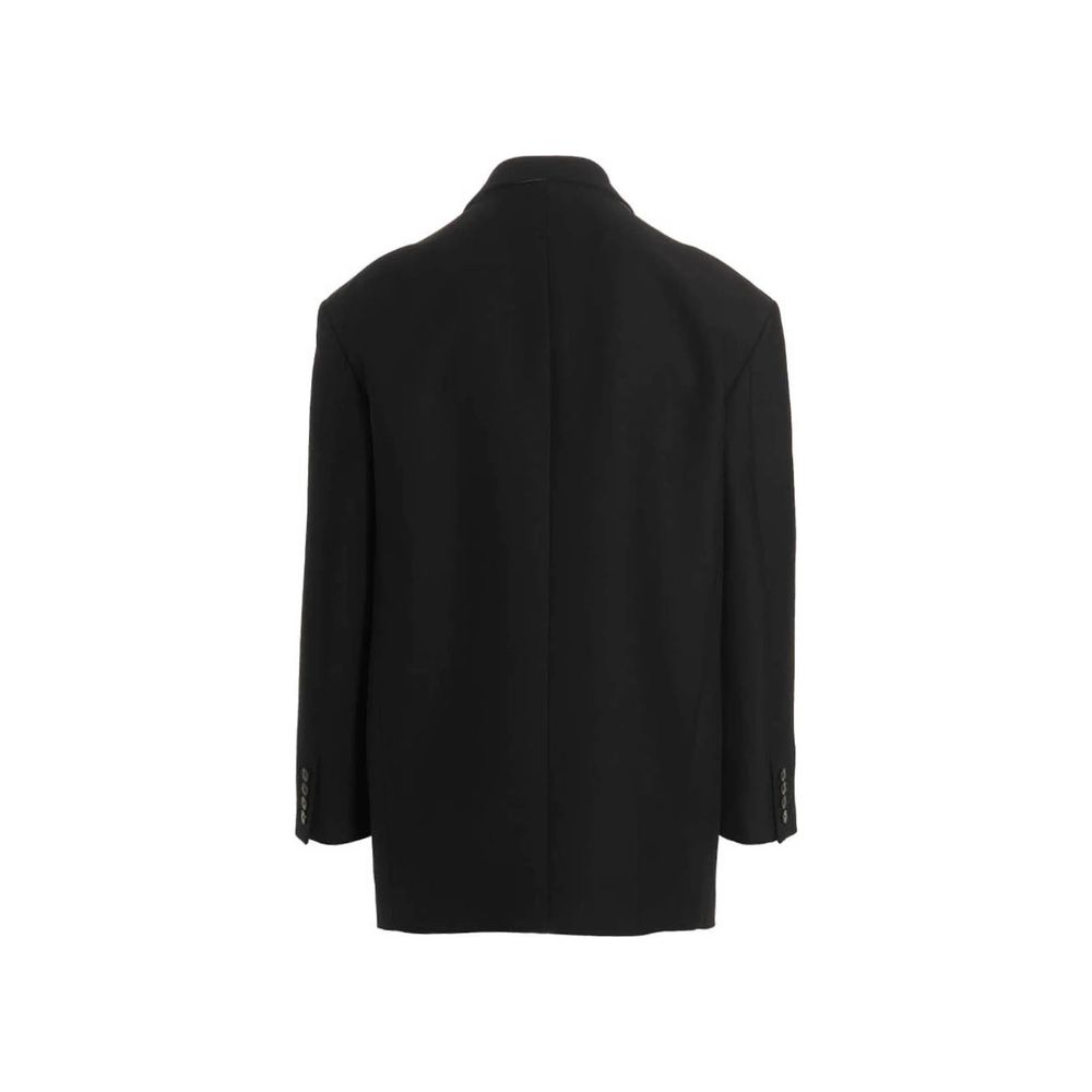 Valentino Garavani VLTN Double-Breasted Blazer in Black Wool & Silk