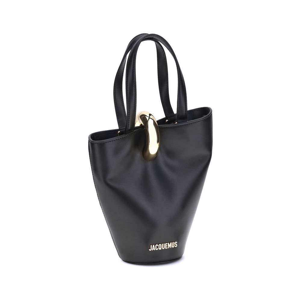 Jacquemus La Bambola Small Bucket Bag in Black Smooth Leather