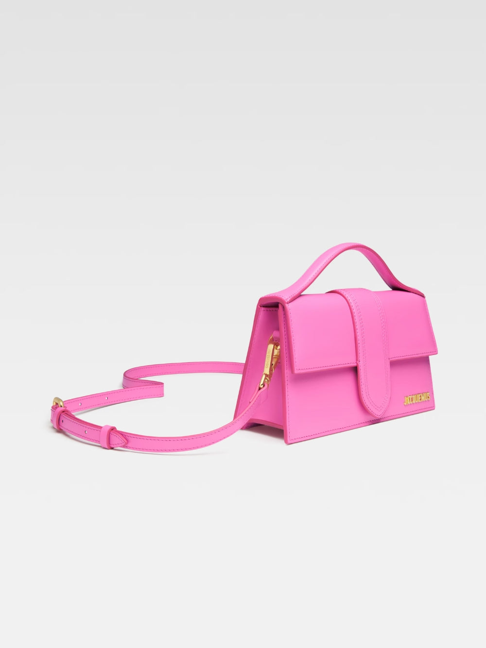 Jacquemus Le Grand Bambino Leather Crossbody Bag in Neon Pink