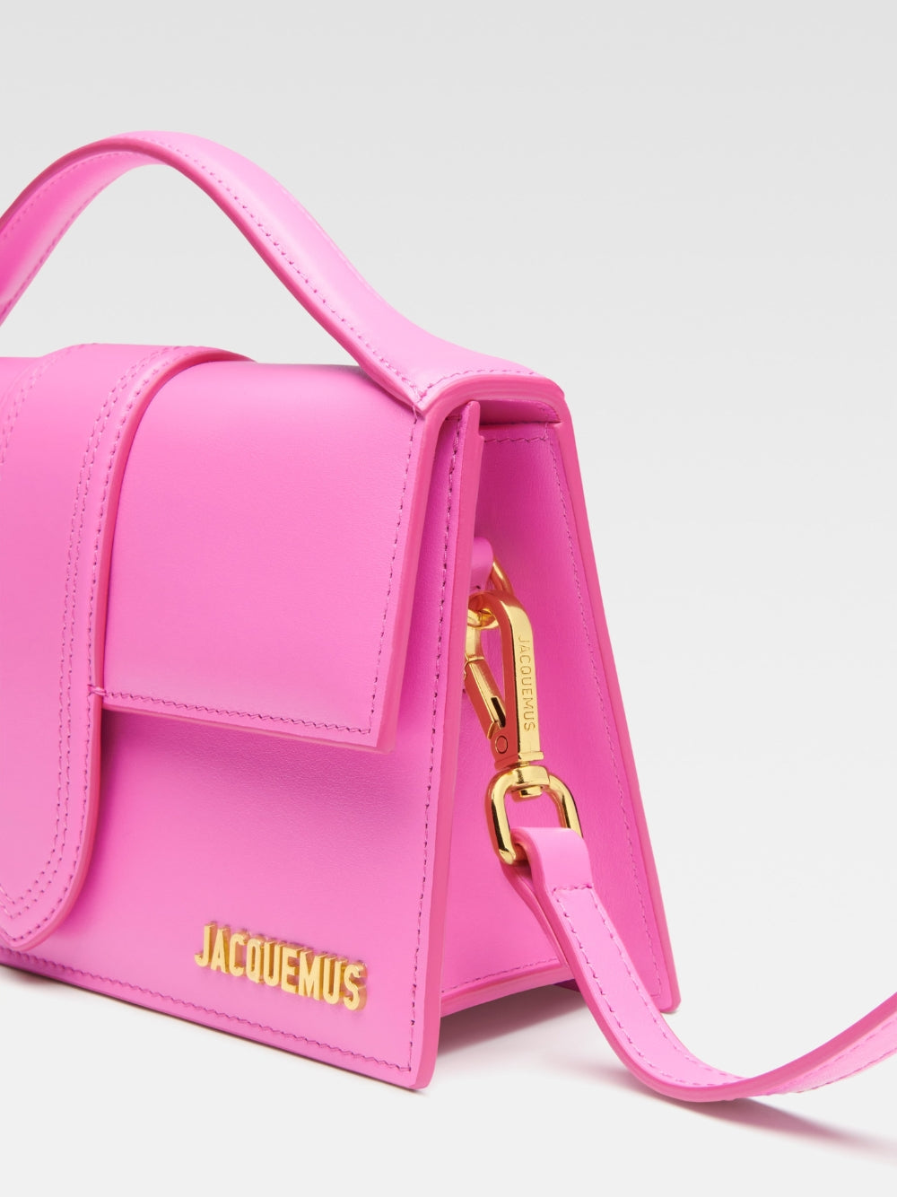 Jacquemus Le Grand Bambino Leather Crossbody Bag in Neon Pink