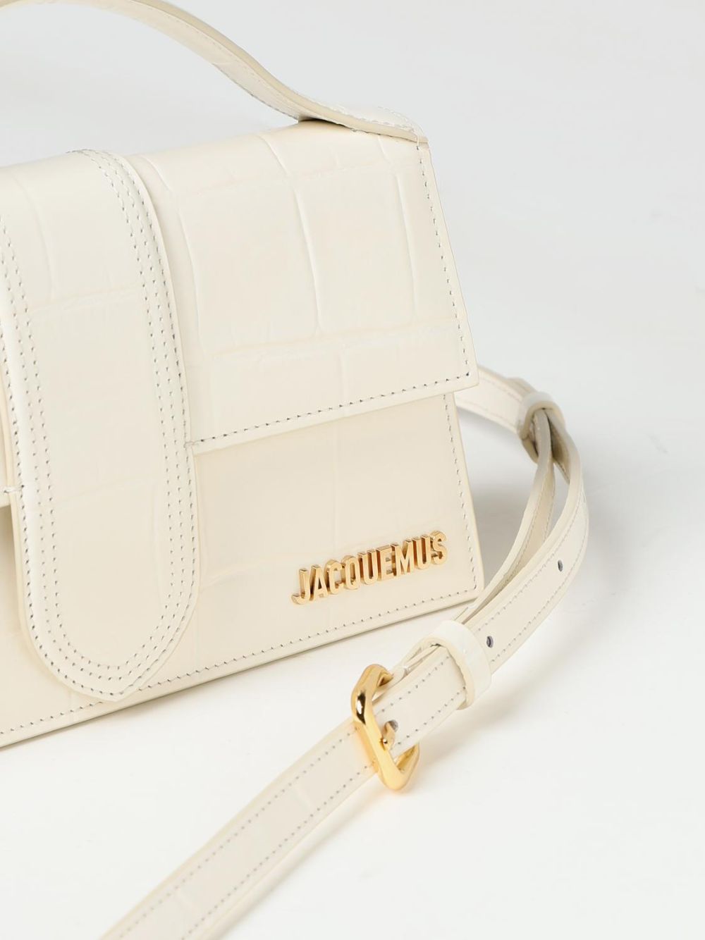 Jacquemus Le Grand Bambino Ivory Cocco Leather Handbag Women