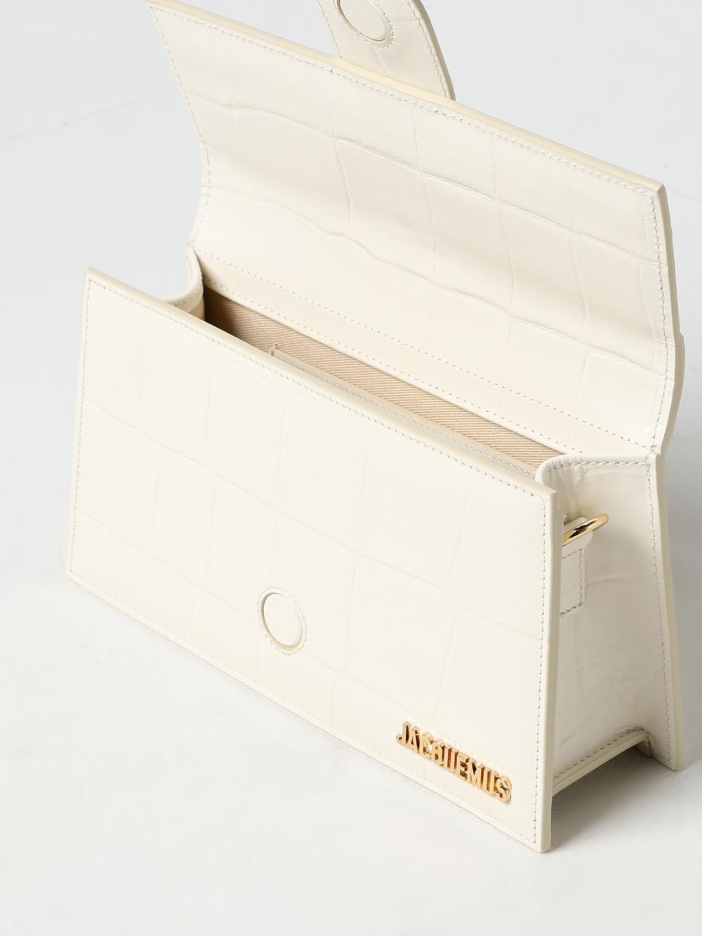 Jacquemus Le Grand Bambino Ivory Cocco Leather Handbag Women