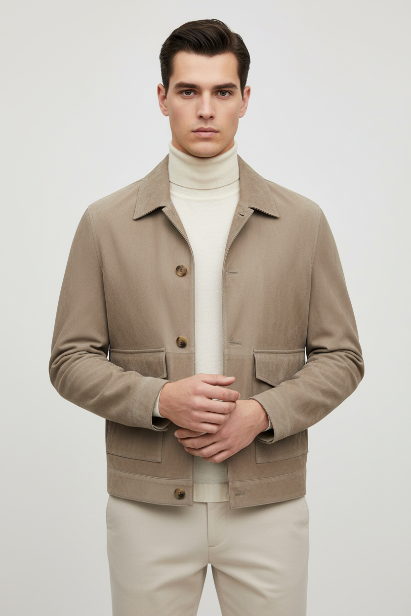 Brunello Cucinelli Suede Leather Jacket for Men