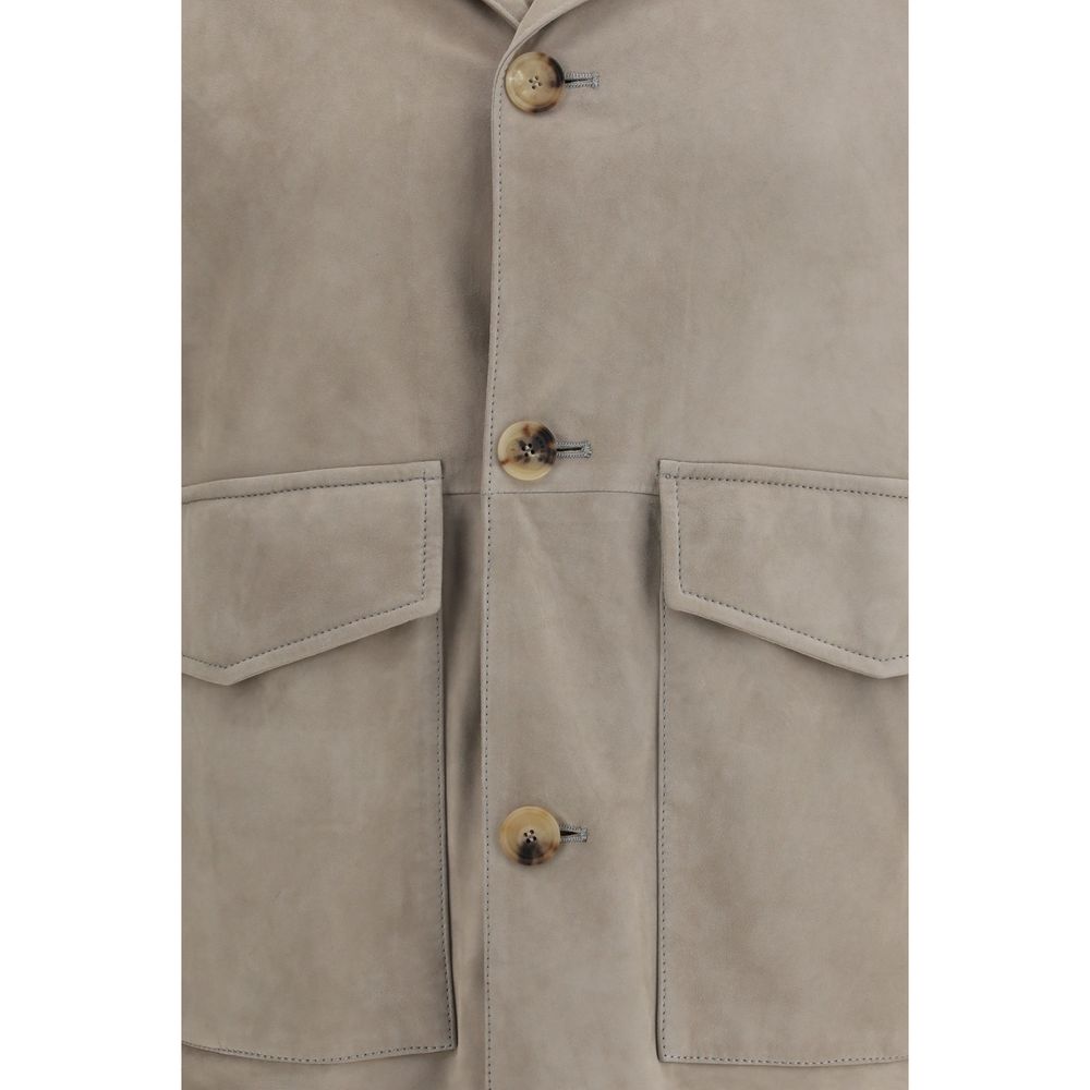 Brunello Cucinelli Suede Leather Jacket for Men