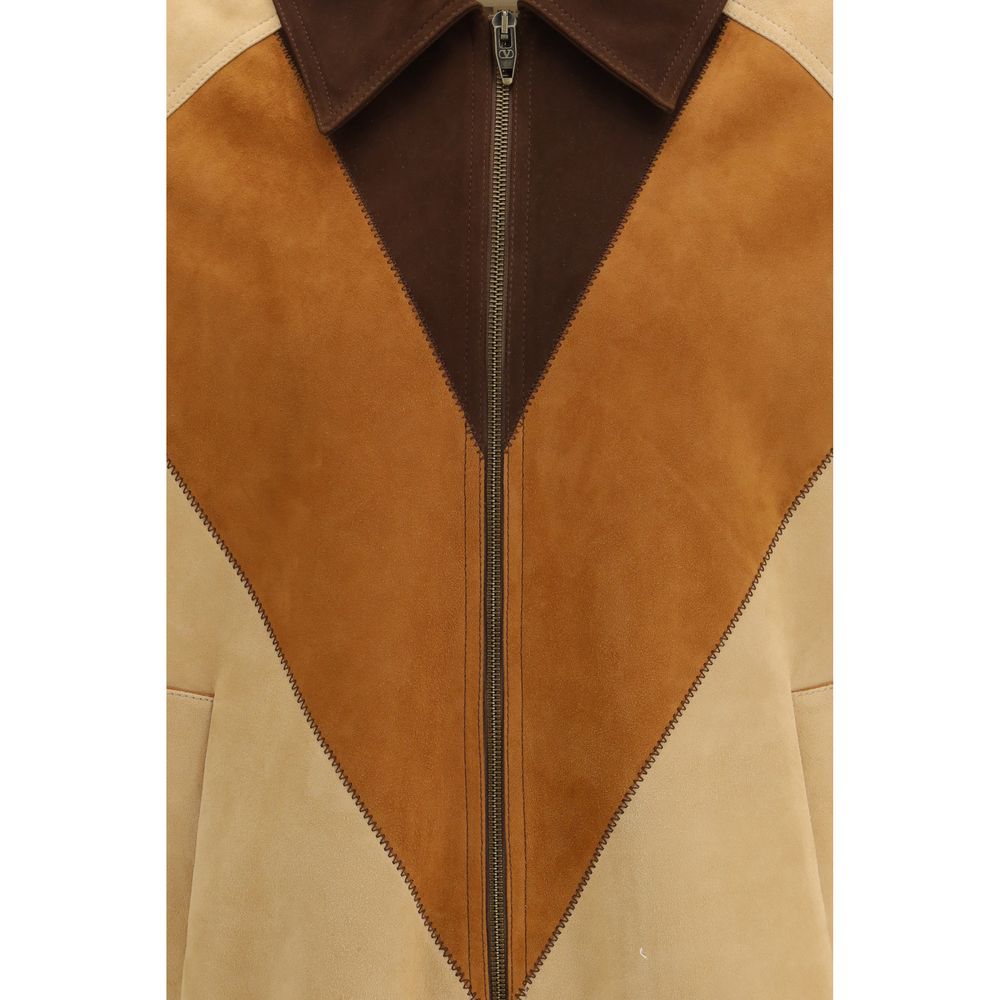 Valentino Garavani Brown Goatskin Suede Biker Jacket