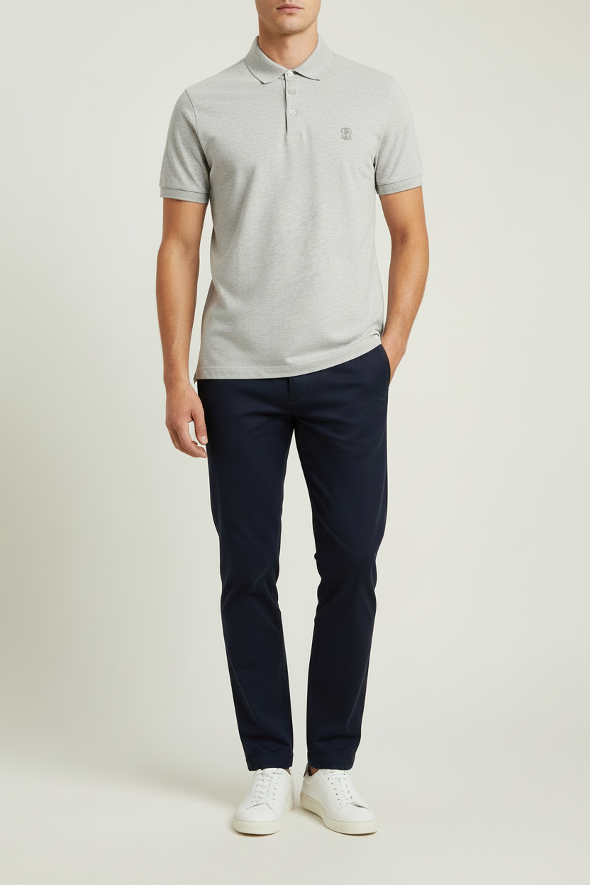 Gray Cotton Polo Shirt