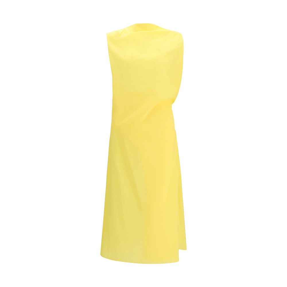 Jacquemus Multicolor Cotton Draped Midi Dress Asymmetric SS26