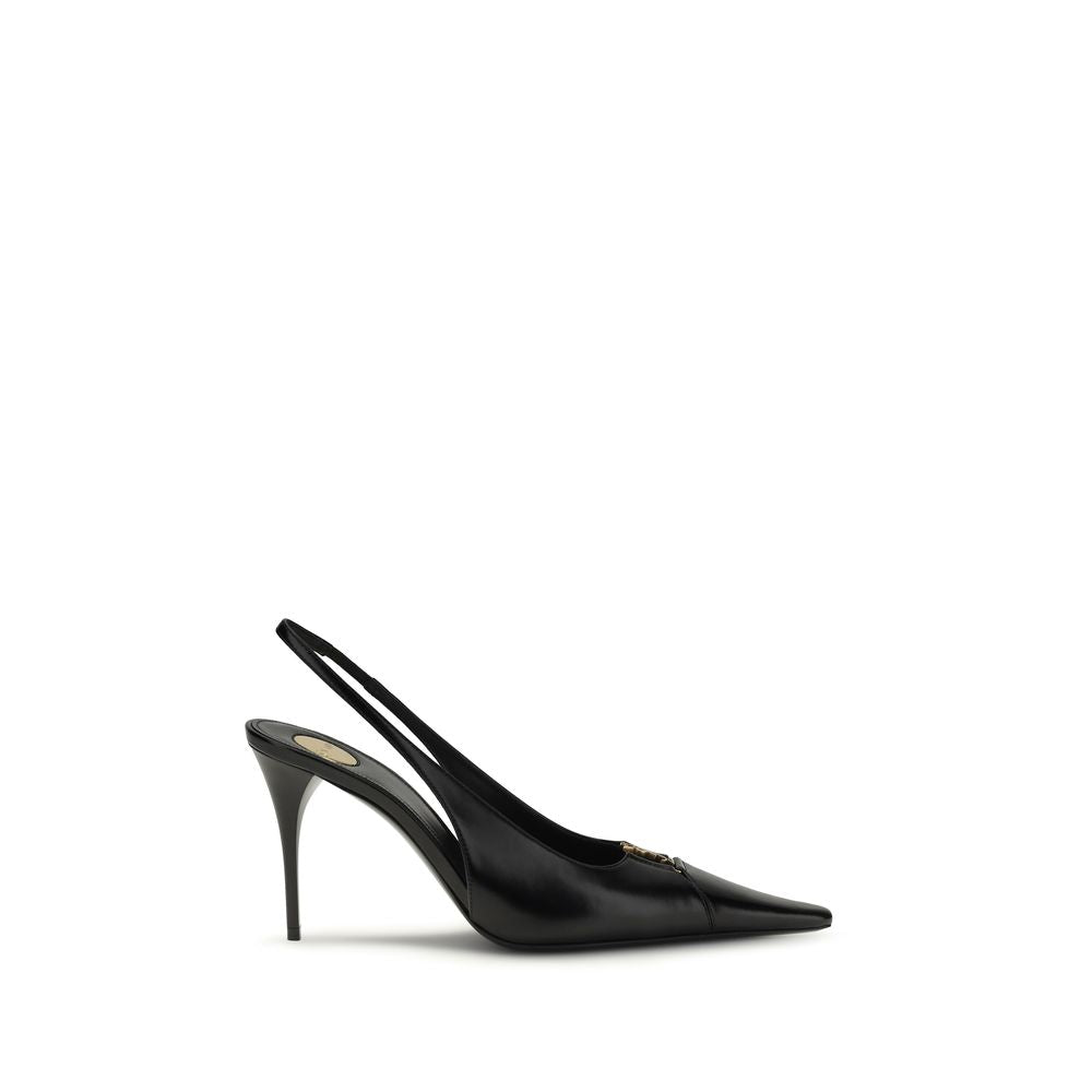 Saint Laurent Babylon Black Calfskin Slingback Stiletto Pumps AW26