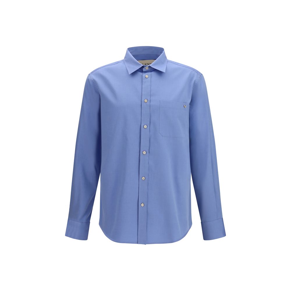 Valentino Garavani VGold Oxford Cotton Shirt in Blue | SS26