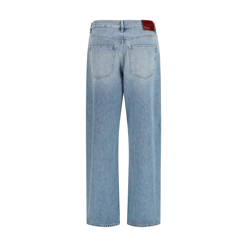 Gucci Délavé Cotton Straight-Leg Jeans in Light Blue | AW26