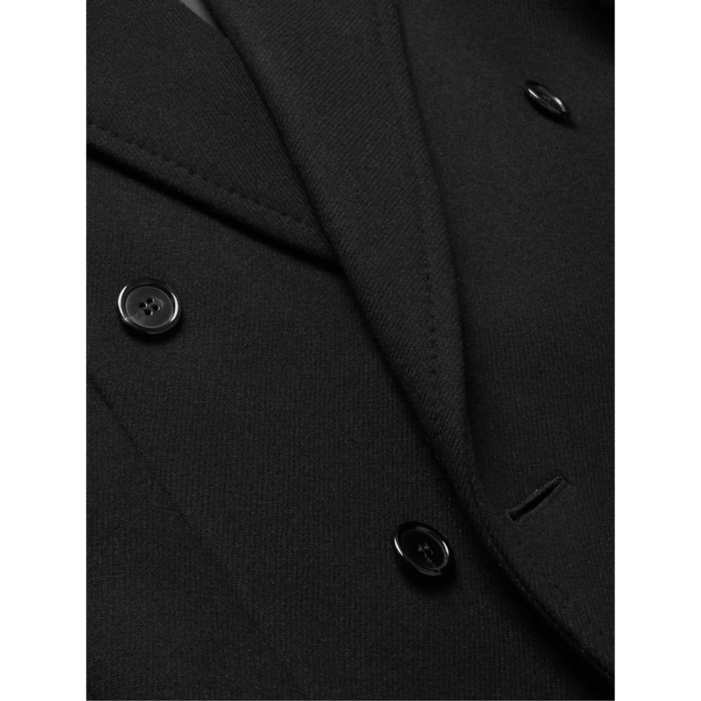Saint Laurent Peak Lapel Wool Coat in Black | Made in Italy
