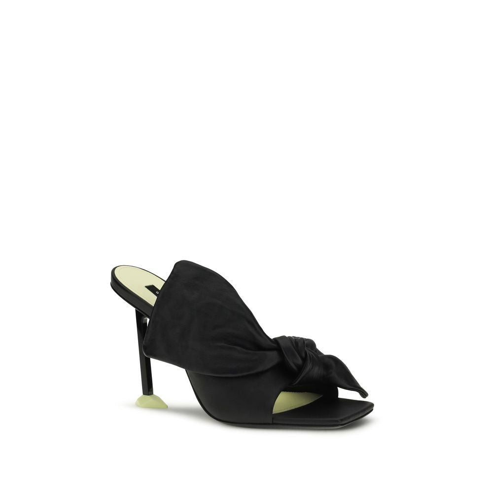 Givenchy Boudoir Black Shearling Nappa Heeled Mules with Bow