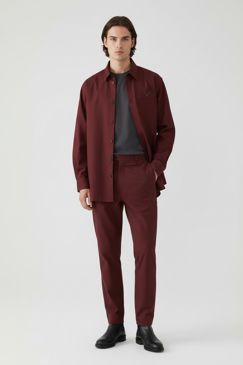 Valentino Garavani Cotton Oversized Shirt Jacket in Red | Made in Italy