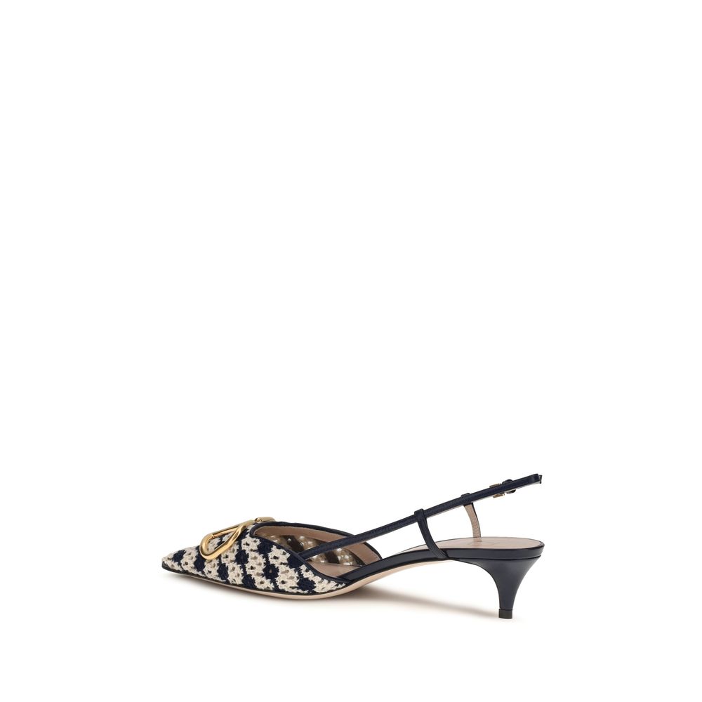 Valentino Garavani VLogo Signature Crochet Slingback Pumps in Multicolor | SS26