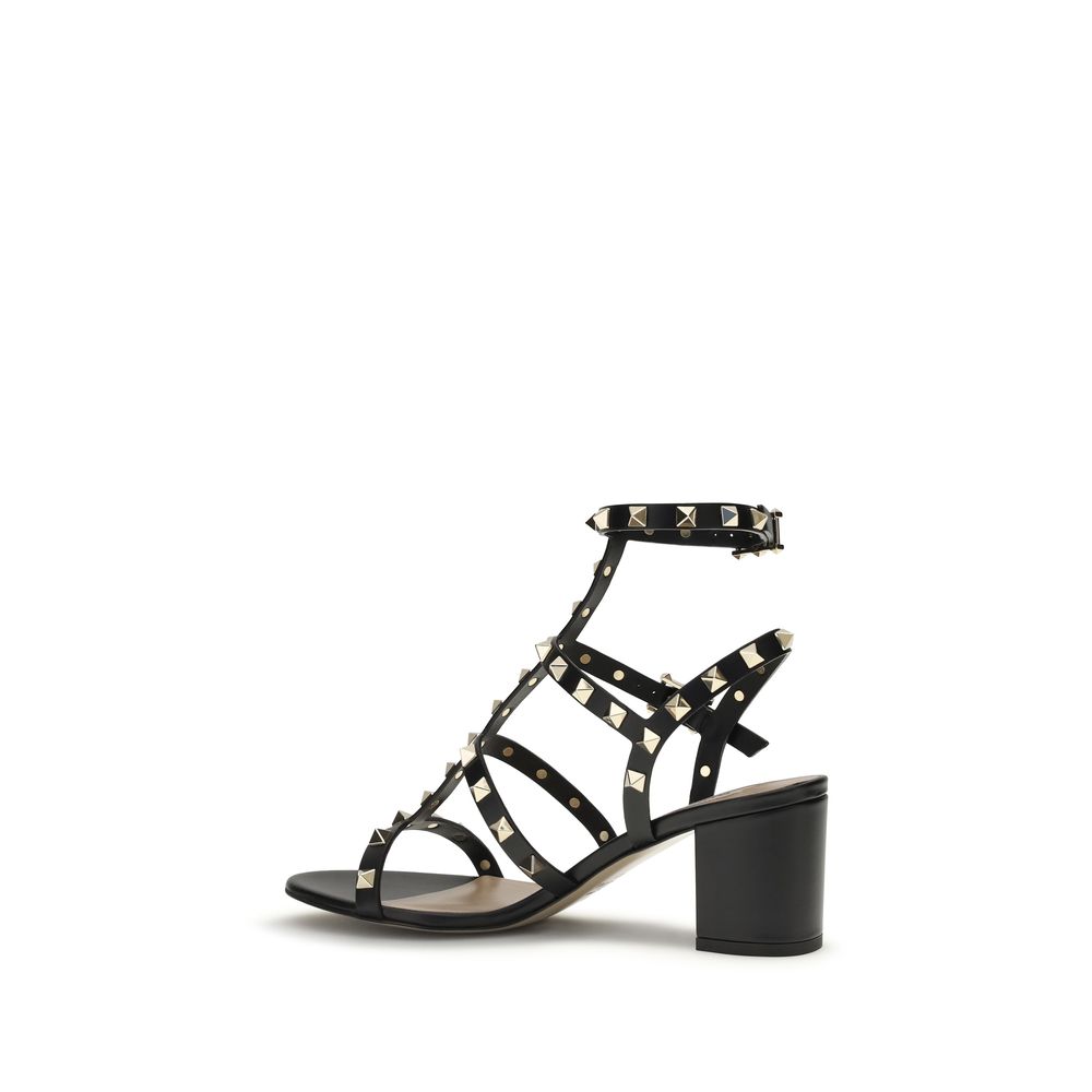 Valentino Garavani Rockstud Strap Calfskin Sandals in Black | AW26