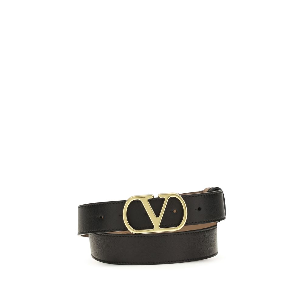 Valentino Garavani VLogo Signature Reversible Calfskin Belt in Black | AW26