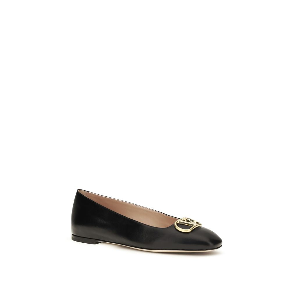 Valentino Garavani VLogo Signature Ballet Flats — Black Nappa Calfskin | Women