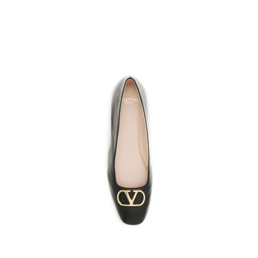 Valentino Garavani VLogo Signature Ballet Flats — Black Nappa Calfskin | Women