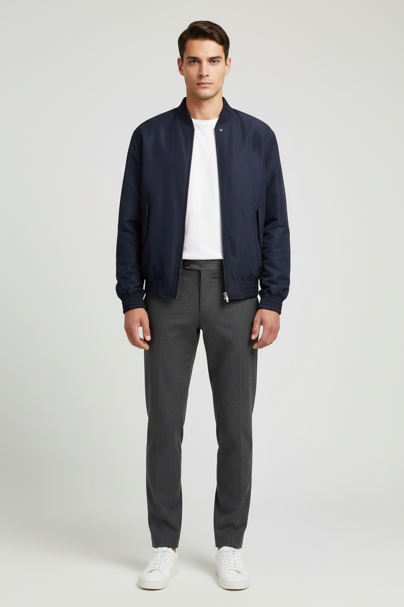 Valentino Garavani Blue Nylon Bomber Jacket VLogo AW26