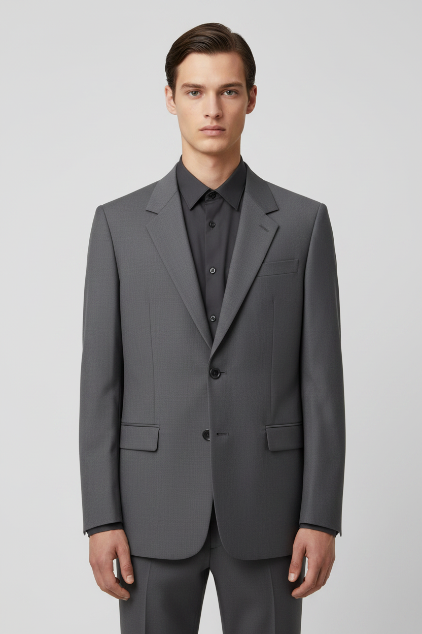 Valentino Garavani Gray Merino Wool Mohair Single-Breasted Jacket AW26