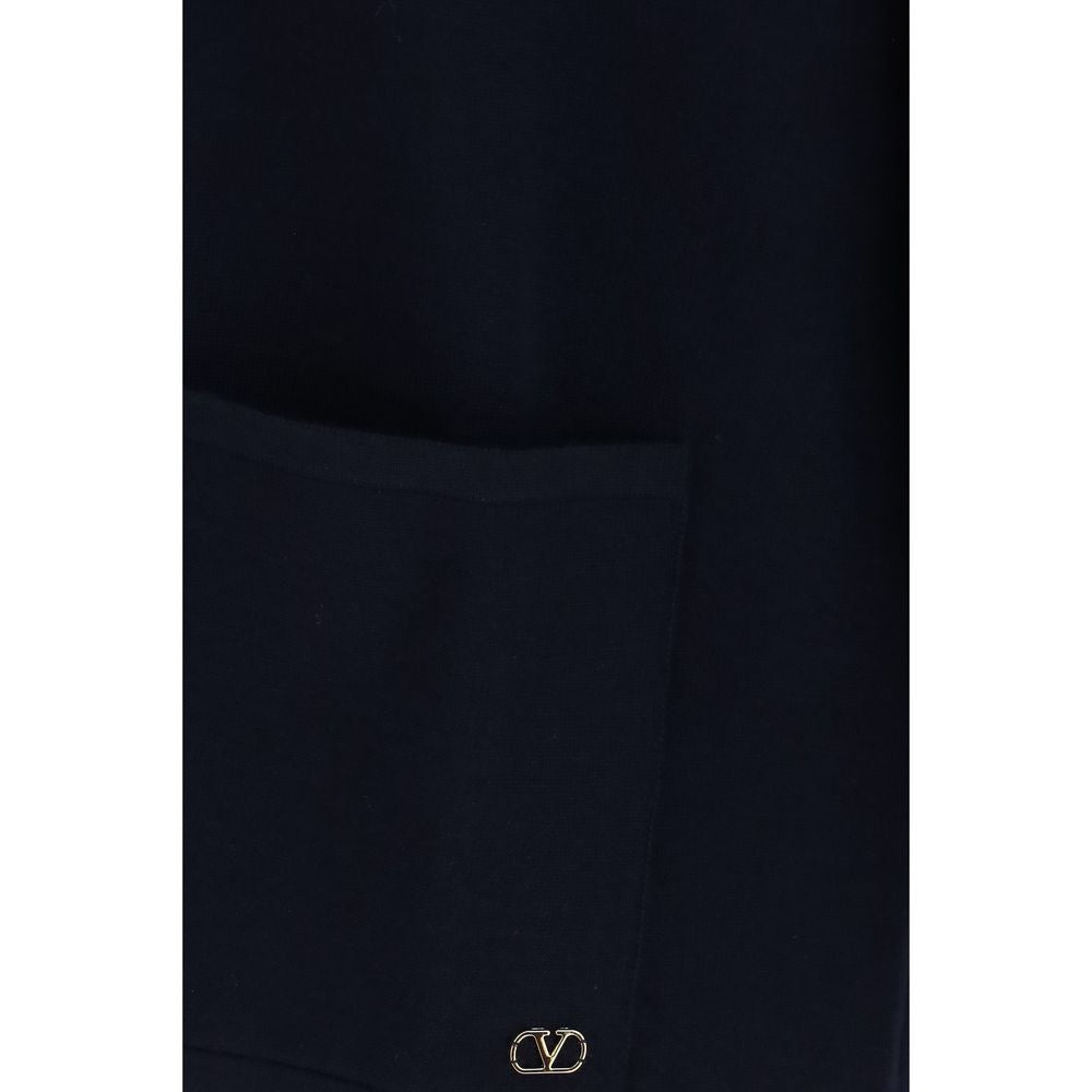 Valentino Garavani VLogo Merino Wool Oversized Cardigan in Blue