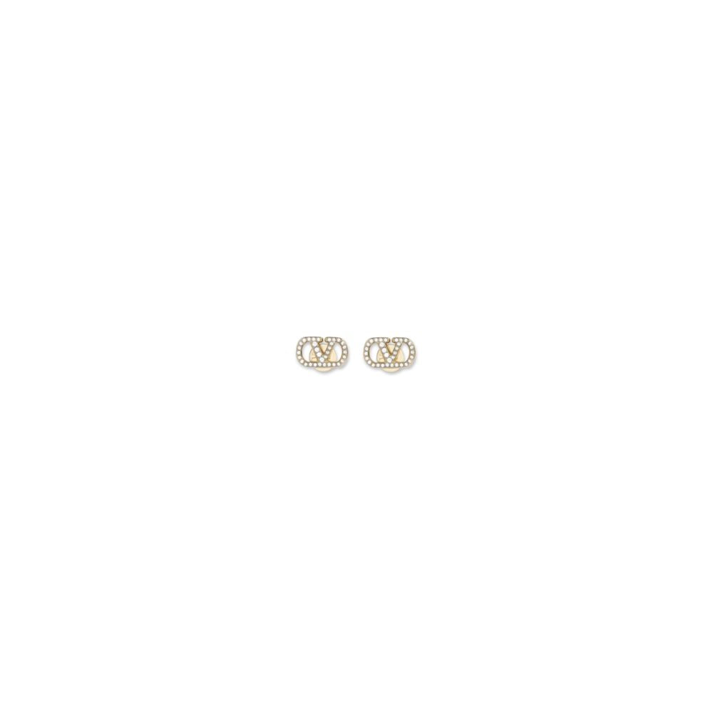 Valentino Garavani VLogo Signature Gold Brass & Swarovski Crystal Earrings