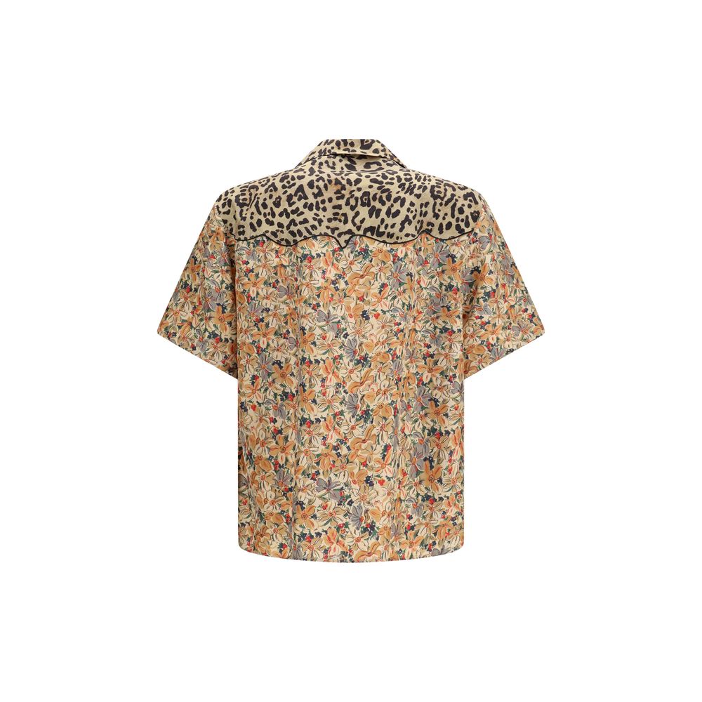 Valentino Garavani Floral & Leopard Print Silk Bowling Shirt