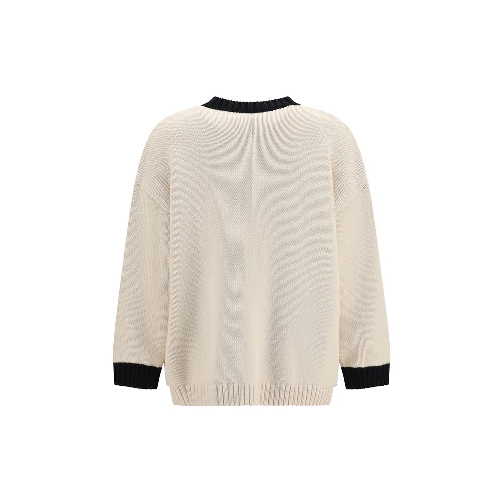 Valentino Garavani Beige Cotton Polka-Dot Bow Cardigan