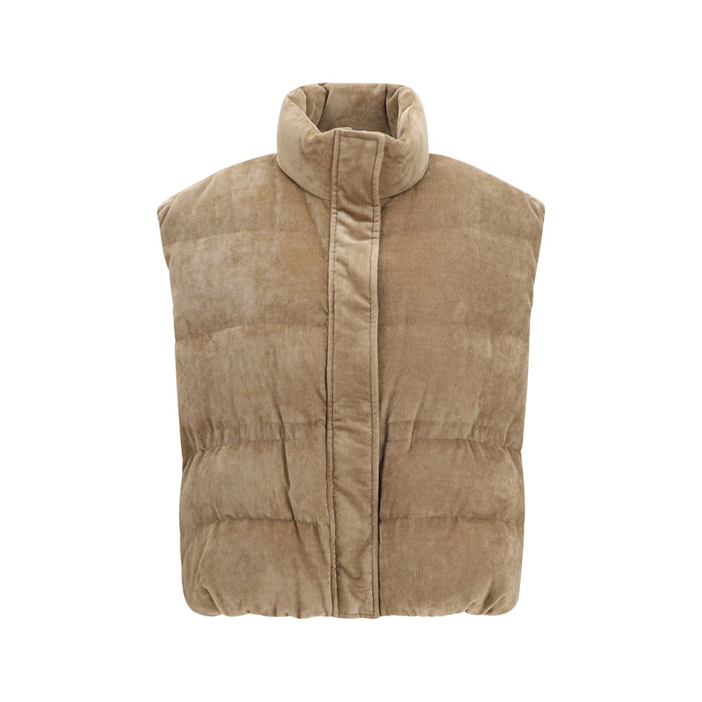 Brunello Cucinelli Beige Viscose Cashmere Padded Vest AW26