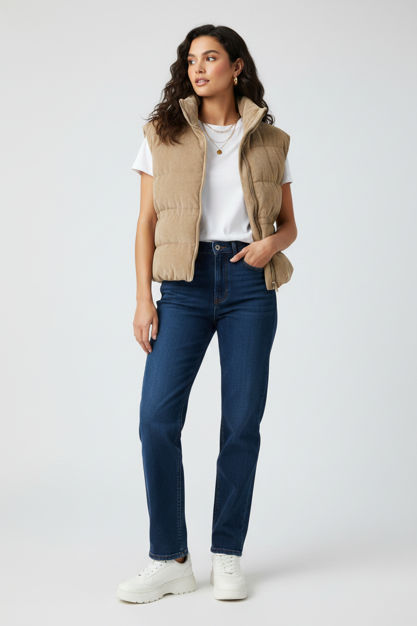 Brunello Cucinelli Beige Viscose Cashmere Padded Vest AW26