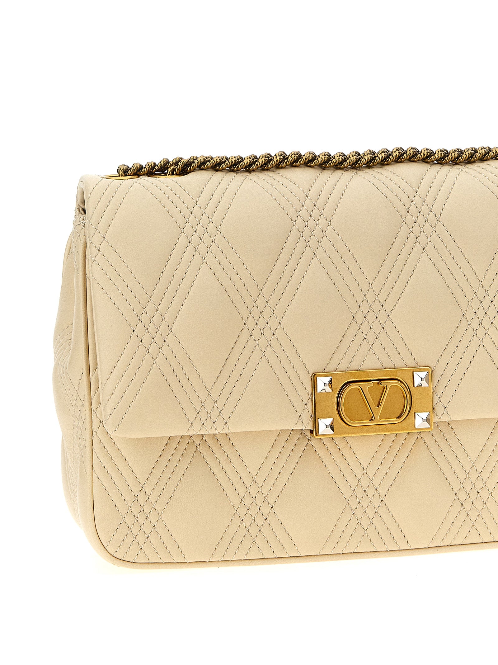 Valentino Garavani Quiltie 67 White Quilted Lambskin Shoulder Bag Women