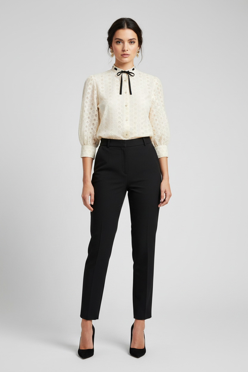 Valentino Garavani Daisy Sangallo White Cotton Polka Dot Blouse