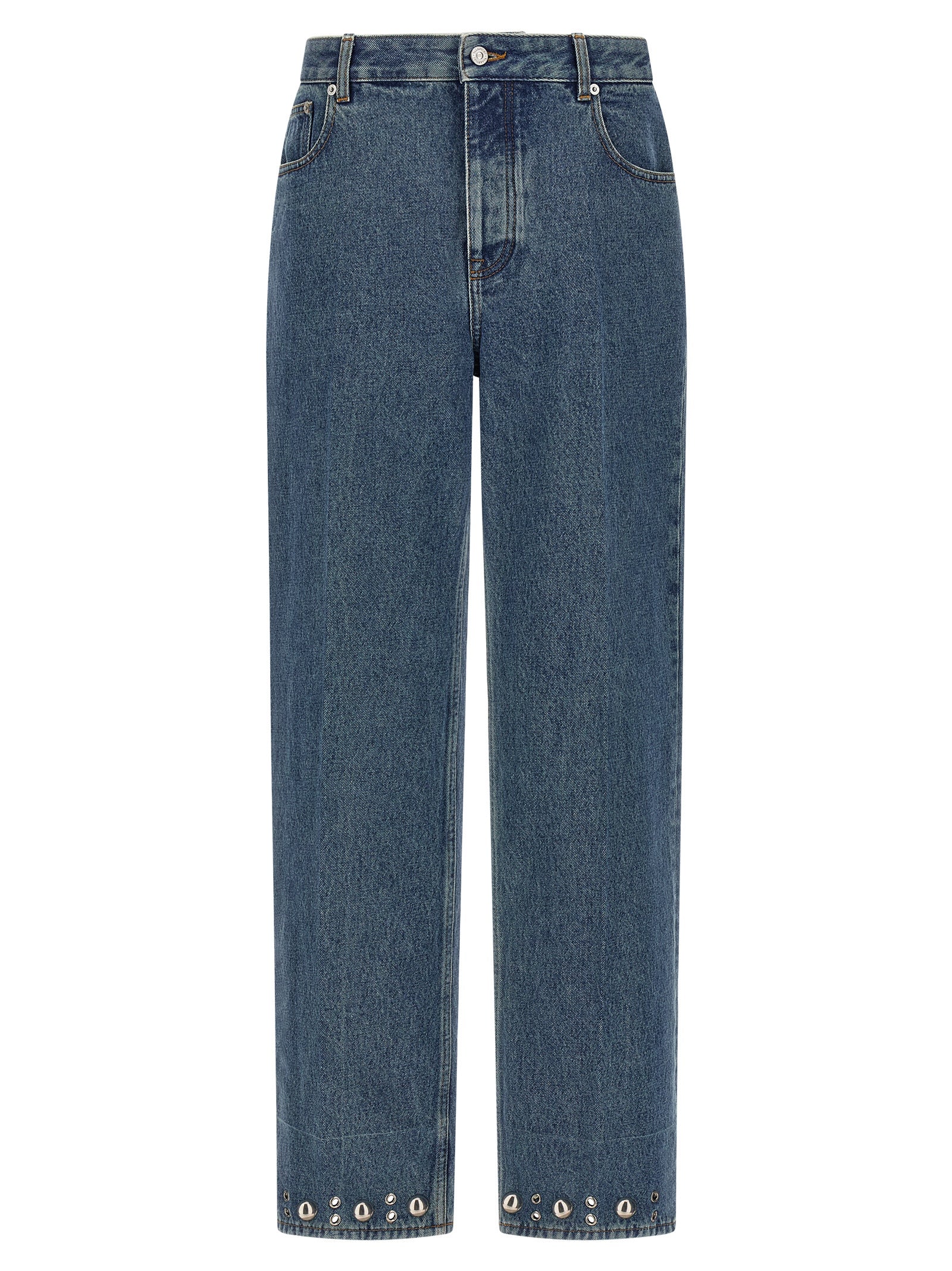 Valentino Garavani Boule Straight-Leg Cotton Jeans in Blue | Made in Italy