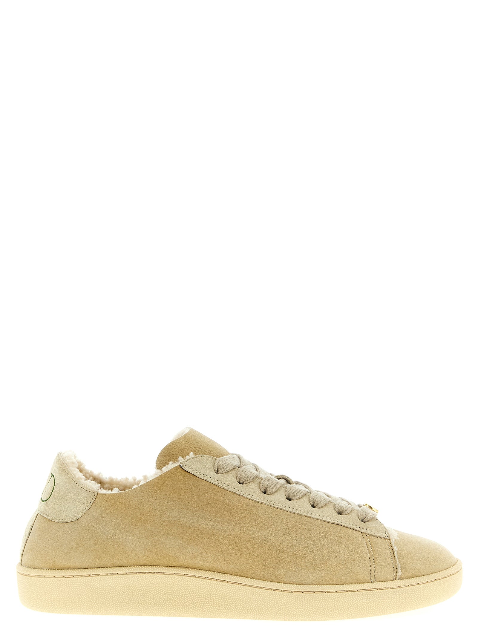 Valentino Garavani Royco Beige Goatskin Shearling Low Top Sneakers