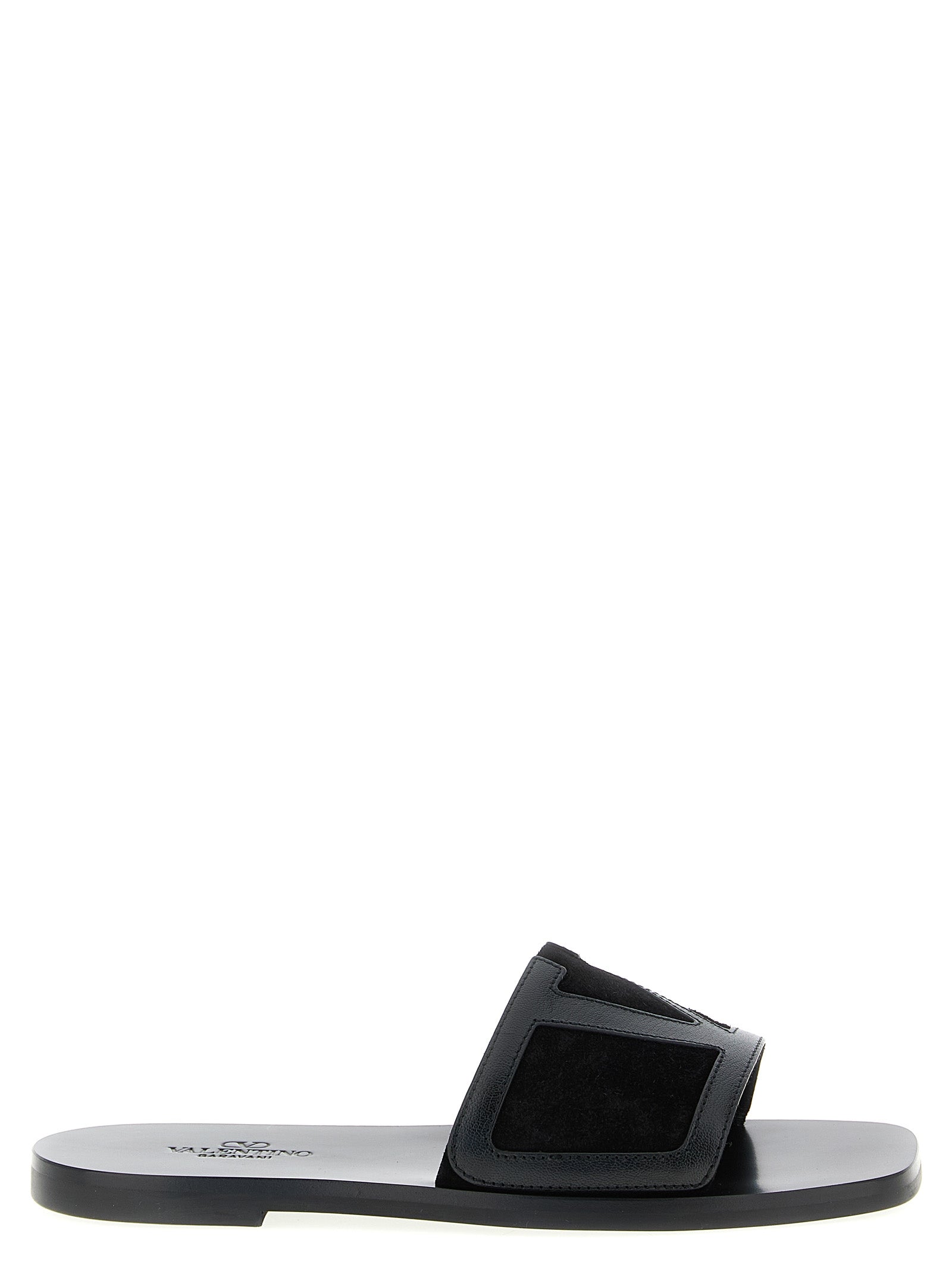 Valentino Garavani Viva Superstar Black Calfskin Slides