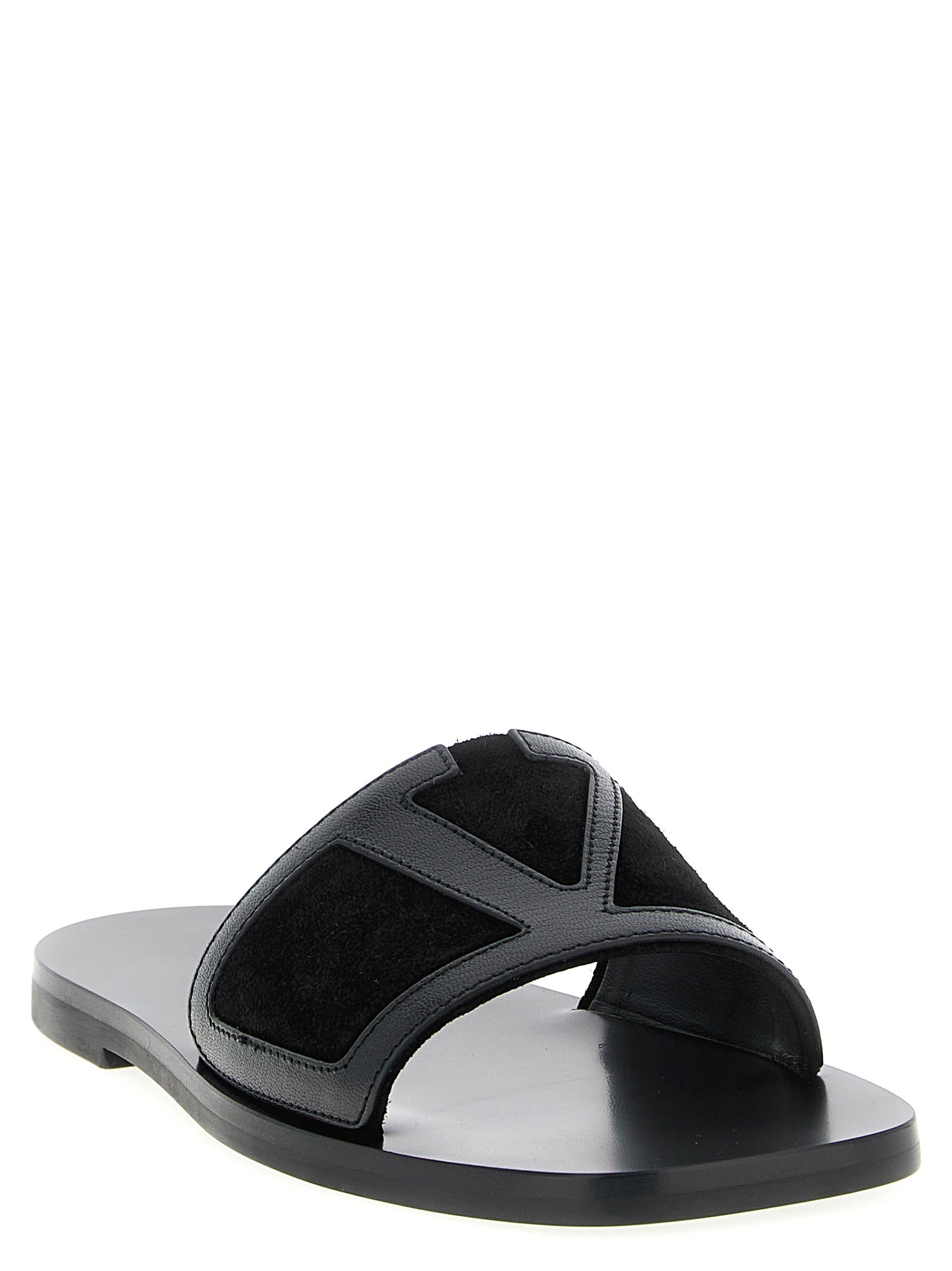 Valentino Garavani Viva Superstar Black Calfskin Slides