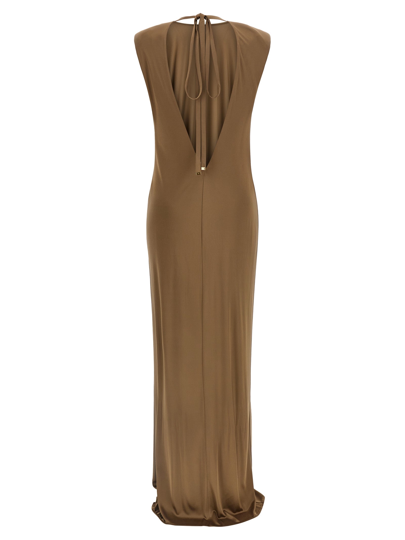 Beige Viscose Long Dress Elisabetta Franchi – Red Carpet