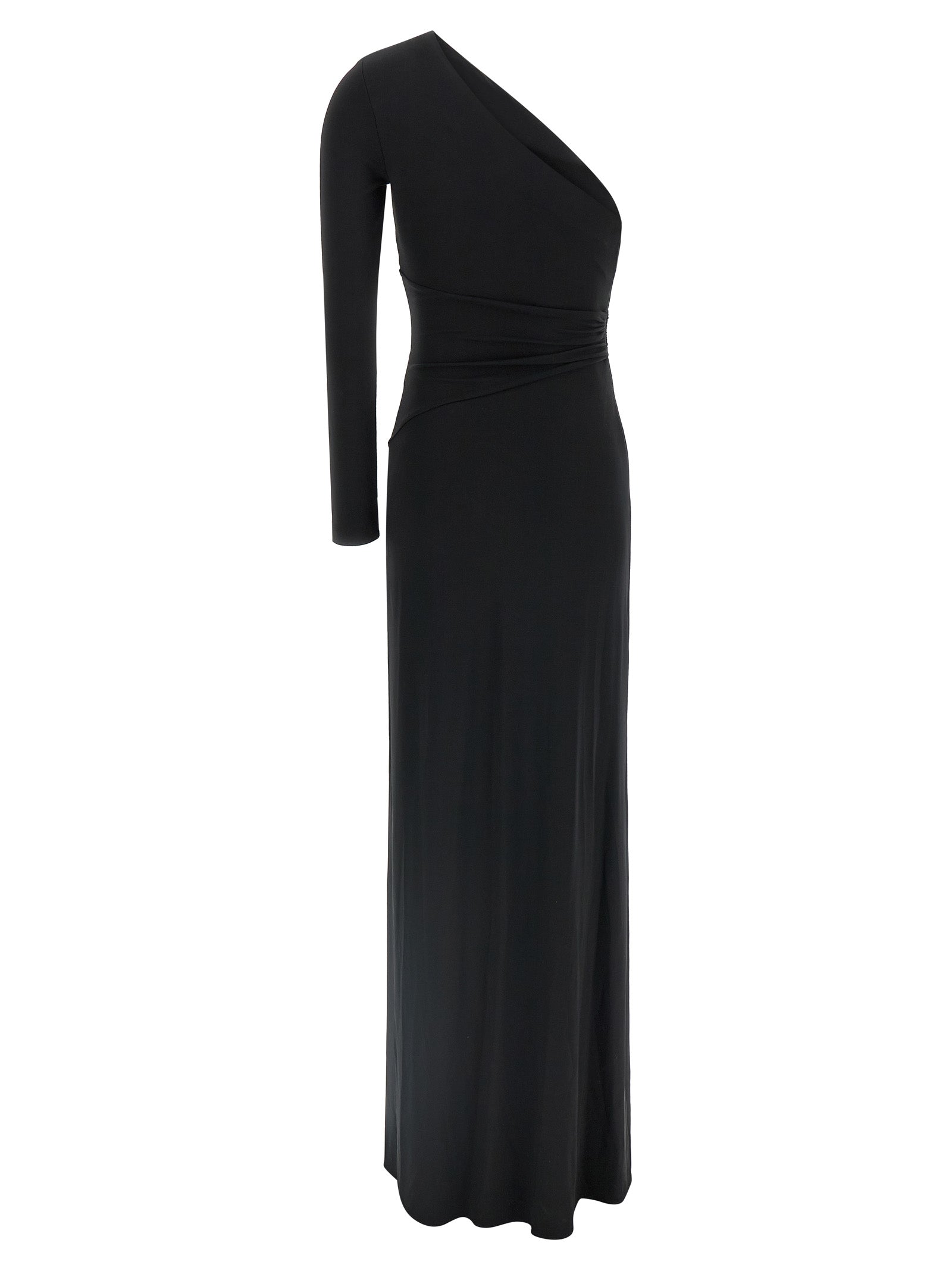 Black Viscose One-Shoulder Long Dress Elisabetta Franchi – Red Carpet