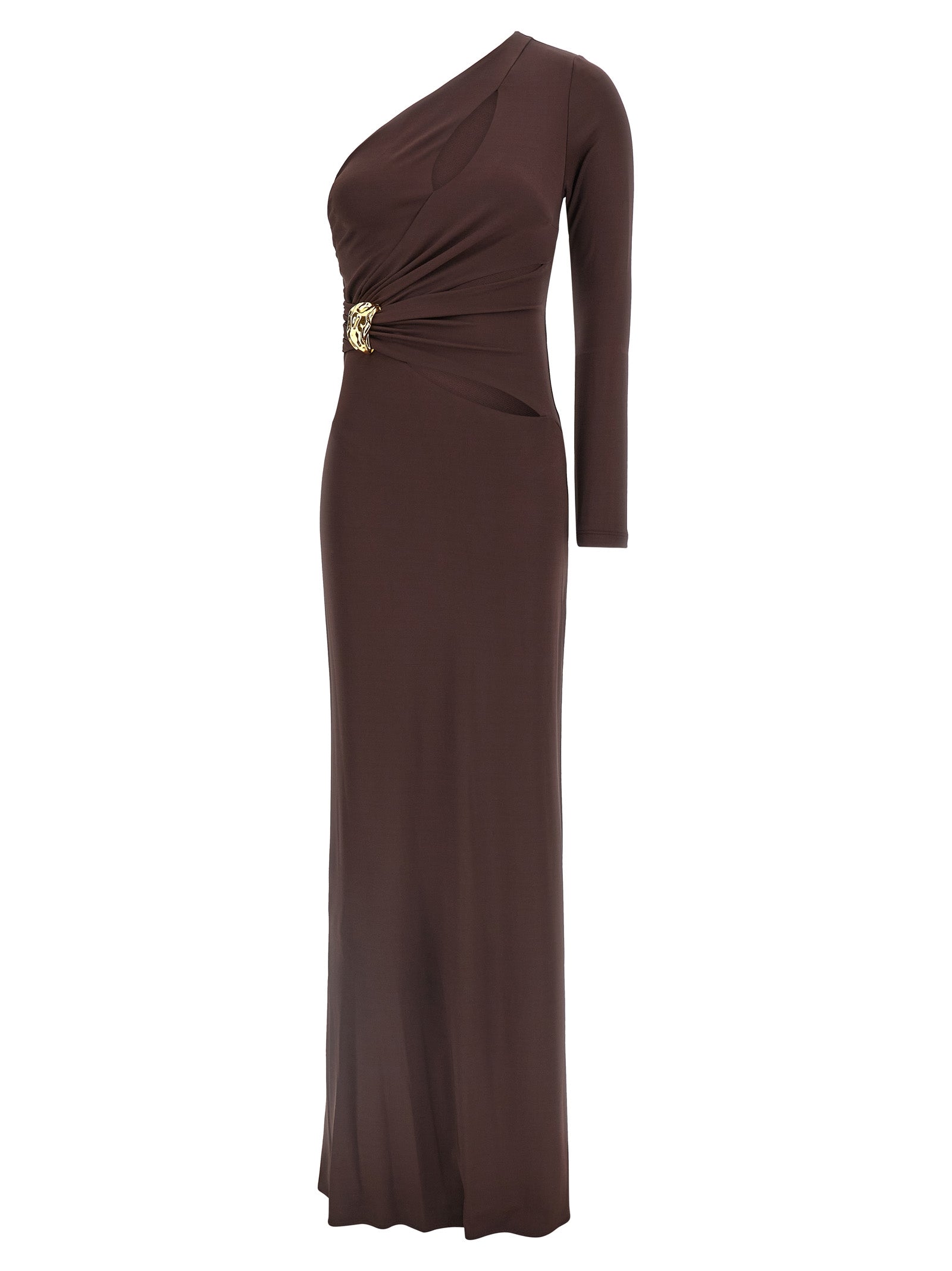 Brown One-Shoulder Long Dress Elisabetta Franchi – Red Carpet