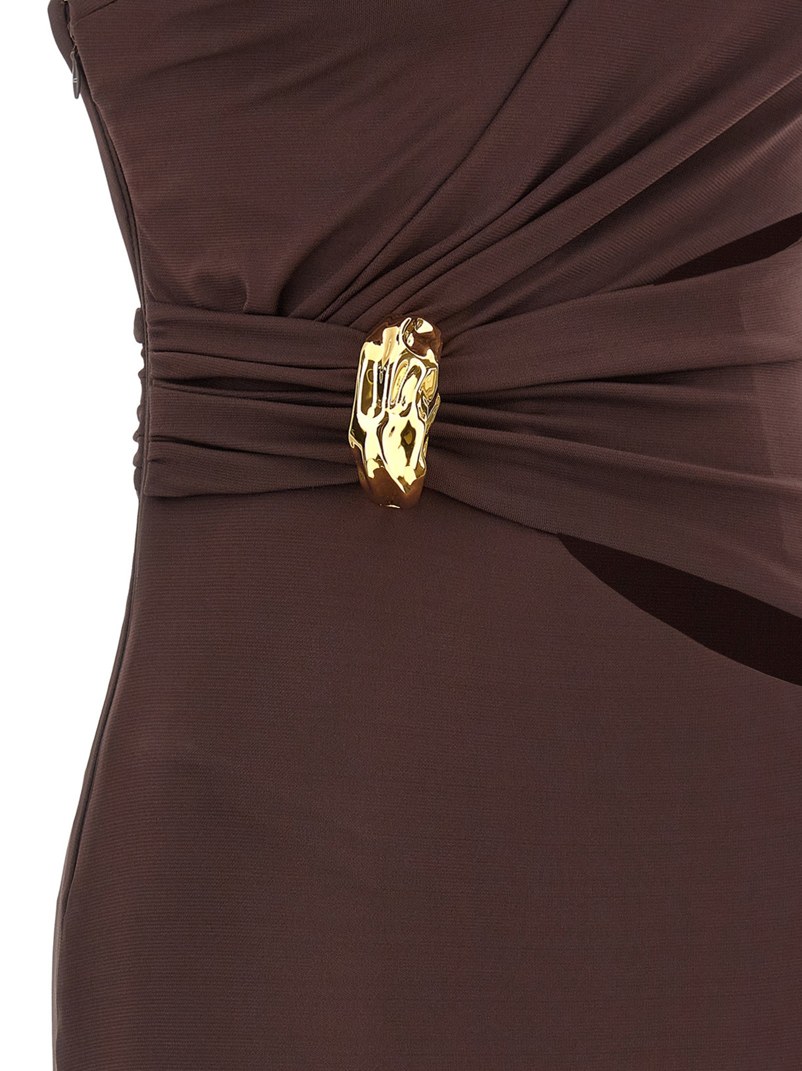Brown One-Shoulder Long Dress Elisabetta Franchi – Red Carpet