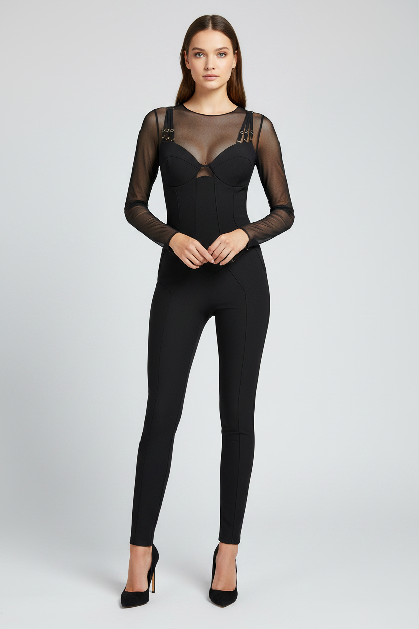 Elisabetta Franchi Black Polyamide Jumpsuit