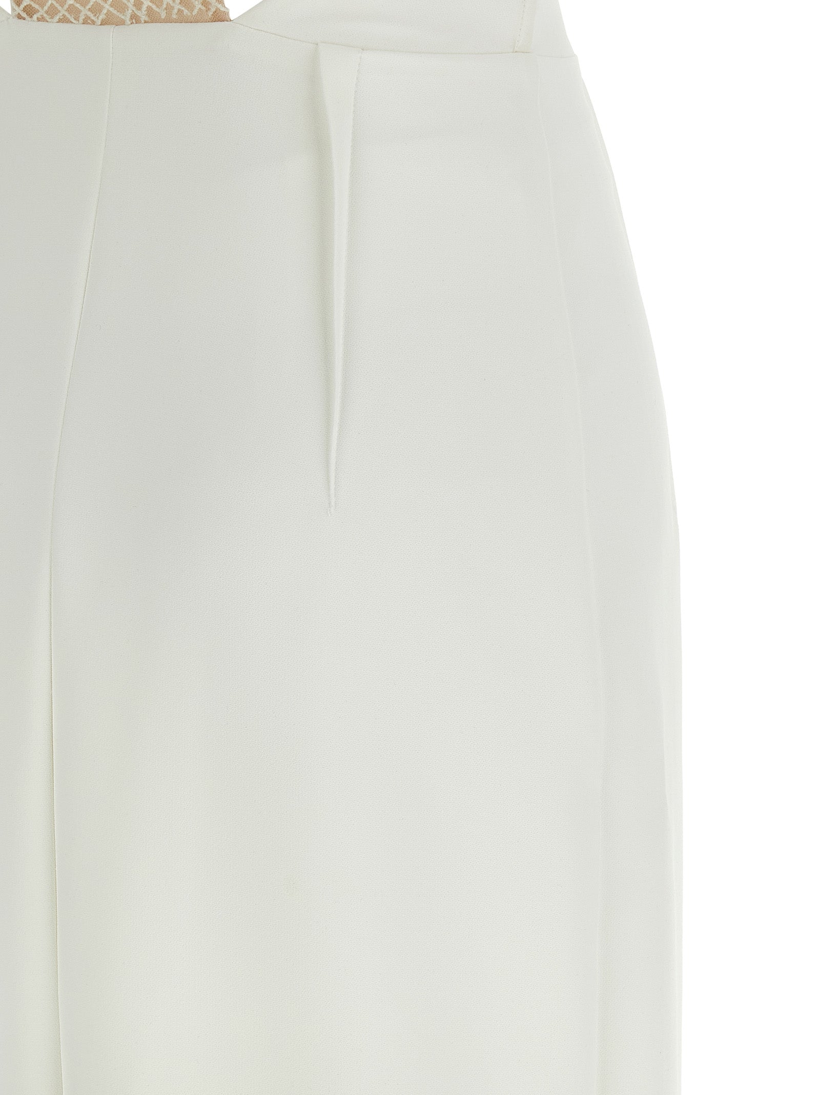 Elisabetta Franchi Crystal Mesh Bodice Column Maxi Dress in White