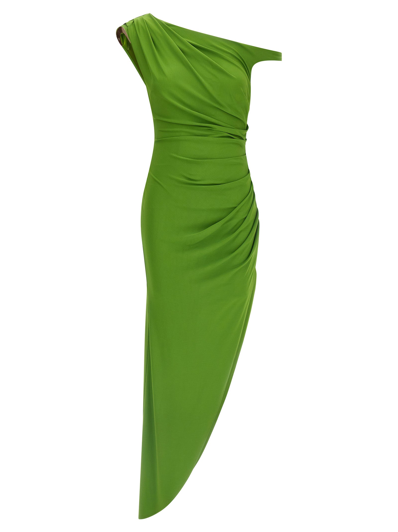 Elisabetta Franchi One-Shoulder Crêpe Jersey Long Dress in Green