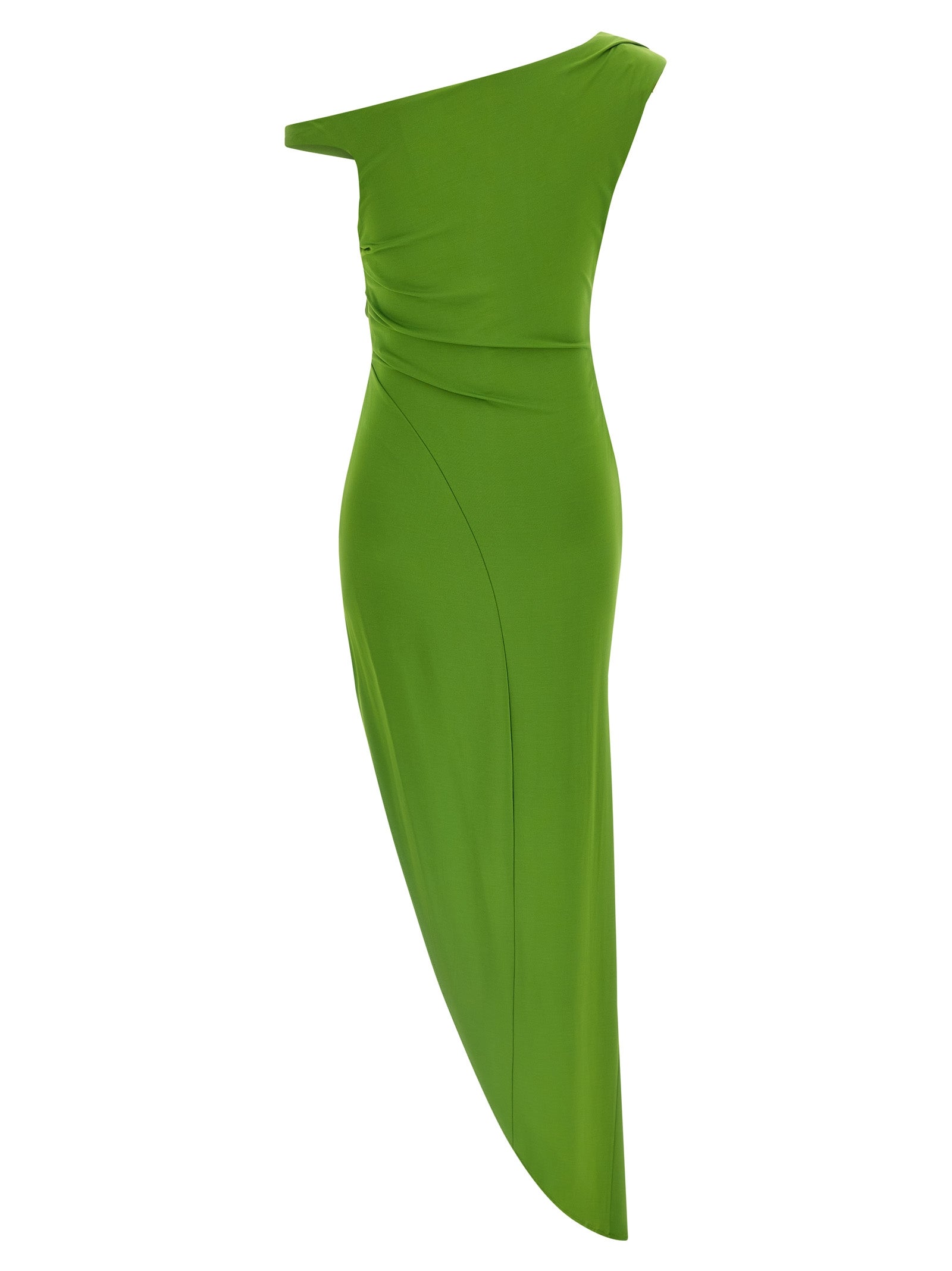 Elisabetta Franchi One-Shoulder Crêpe Jersey Long Dress in Green