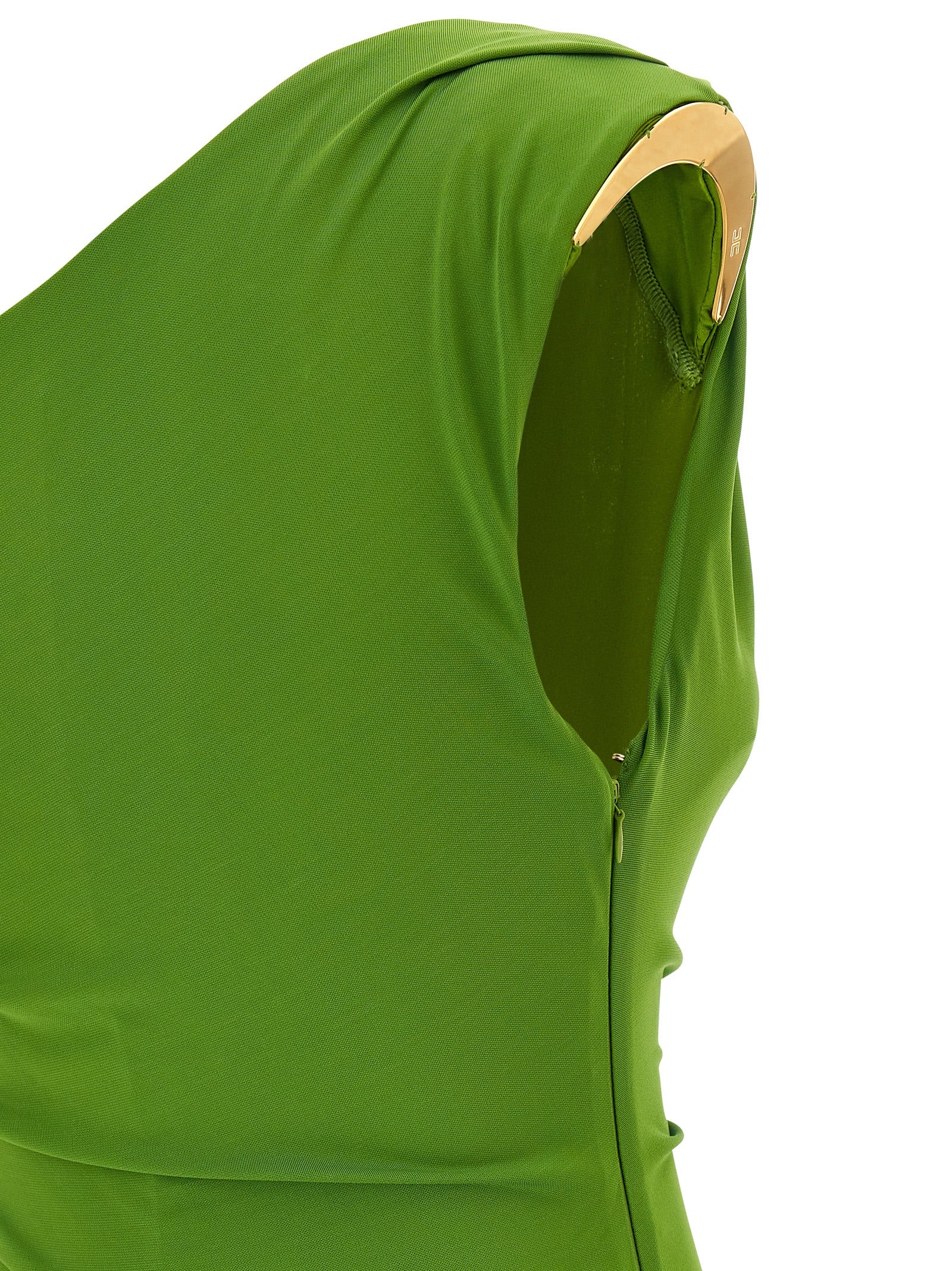 Elisabetta Franchi One-Shoulder Crêpe Jersey Long Dress in Green