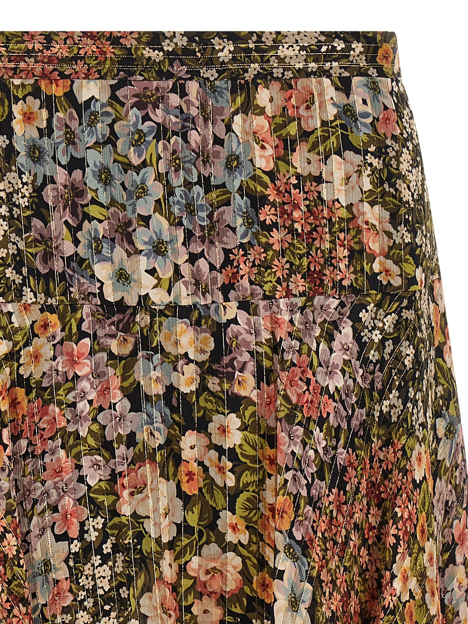 Valentino Garavani Après l'Hiver Fiorellini Silk Lamé Midi Skirt