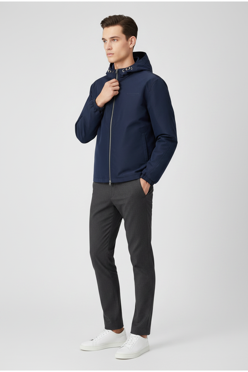 Givenchy Blue Polyfaille Water-Repellent Anorak Givenchy Paris Logo Men