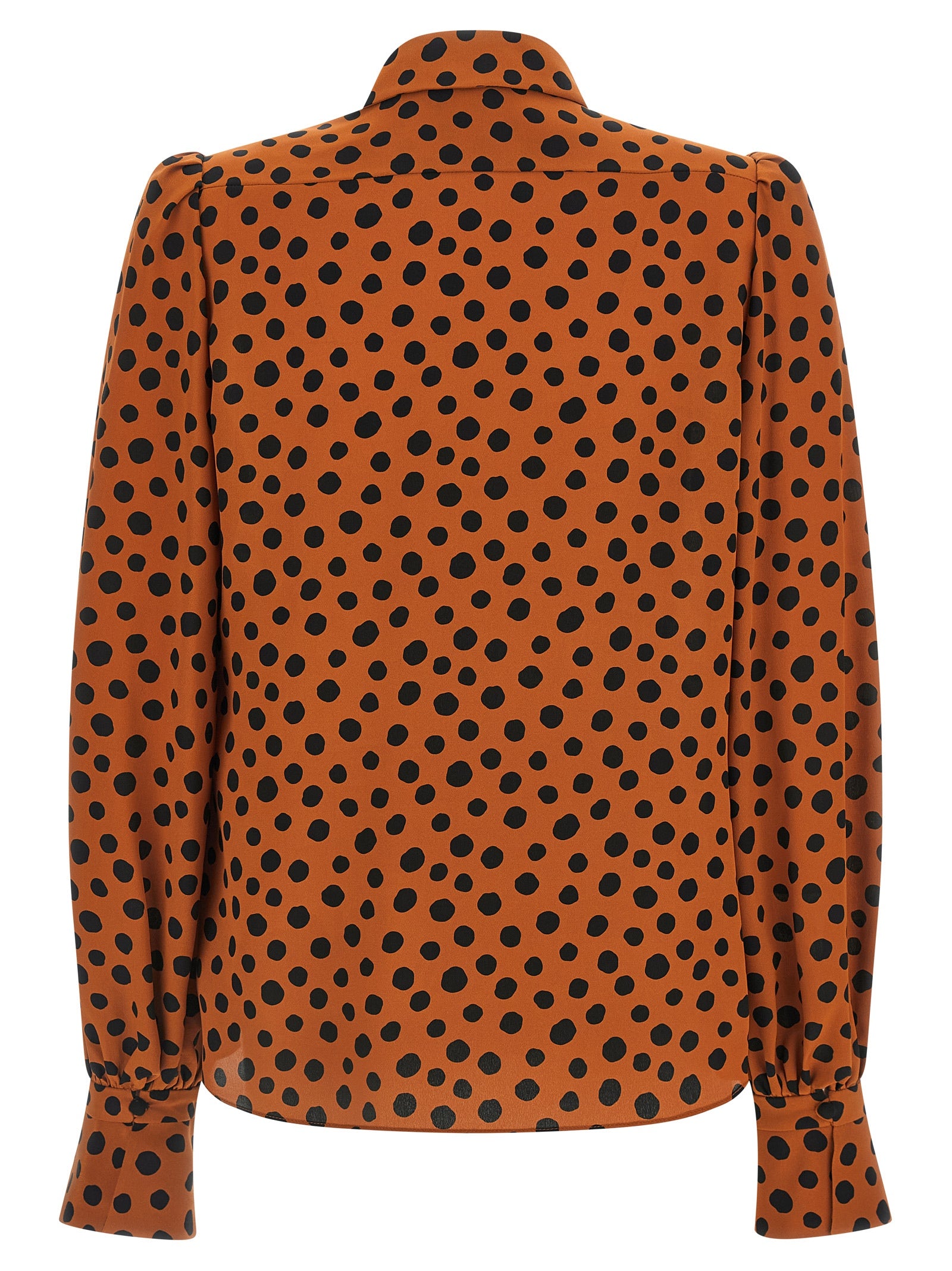 Valentino Garavani Polka Dot Silk Crêpe de Chine Blouse in Terracotta