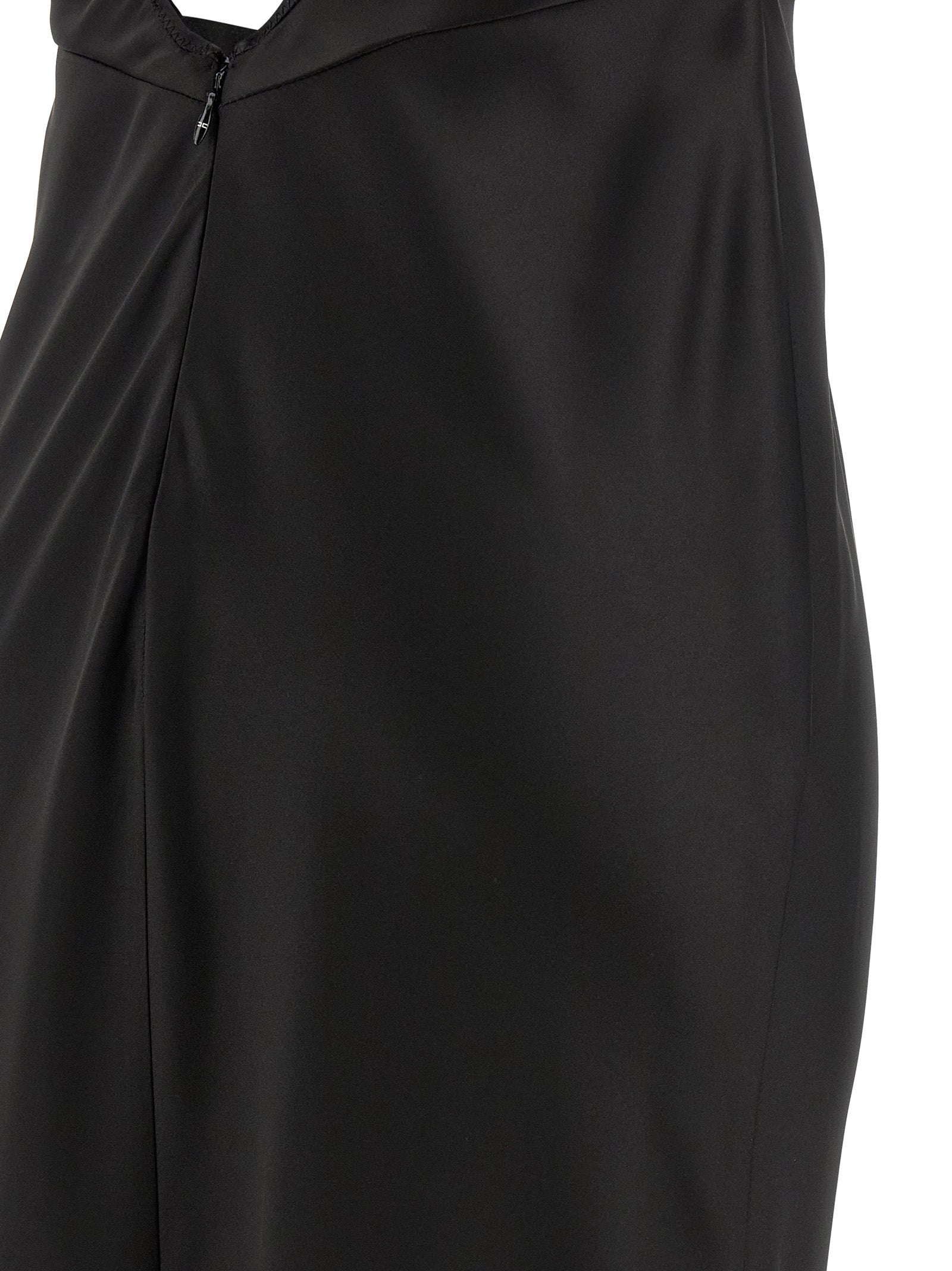 Elisabetta Franchi Satin Slip Maxi Dress in Black
